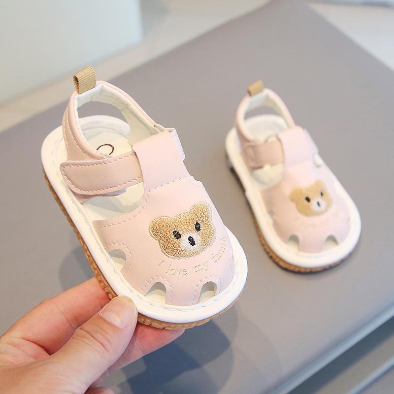 

Summer new baby toddler shoes 0-1 - 2 years old baby soft-soled bear bag head called shoes do not fall off sandals breathable Size 16-20, please take 5 pairs
