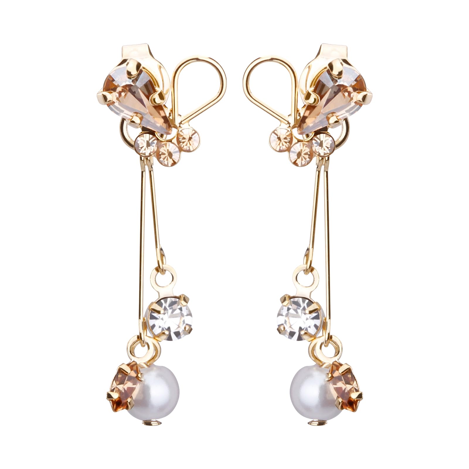 

LOKUMI Earrings Made in Japan Preciosa Crystal Hypoallergenic Back Catch Front Back Bijou Pearl Bijou Earrings Elegant Swinging Popular Nickel Free