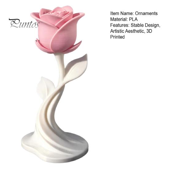 Einzigartige Romantische Geschenke Moderne Rosen-Skulptur, 3D-gedruckte minimalistische Blumendekoration, Abstrakte Innenraumdekoration Blumenstatue für Zuhause Büro,