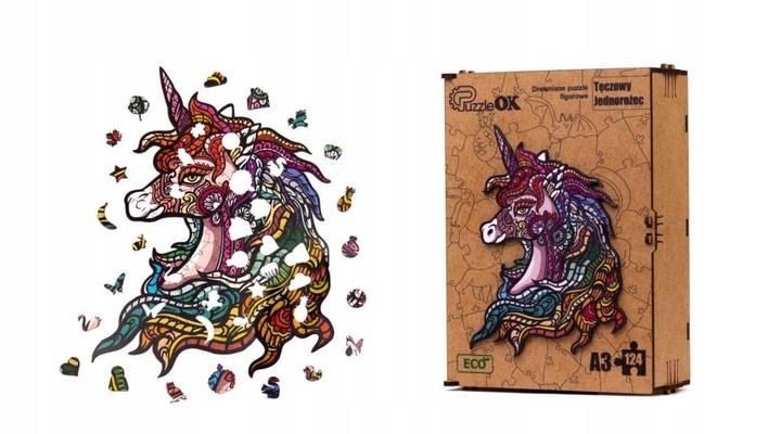 Puzzle Drewniane Układanka Jednorożec Kucyk Tęczow  Pua3-00715