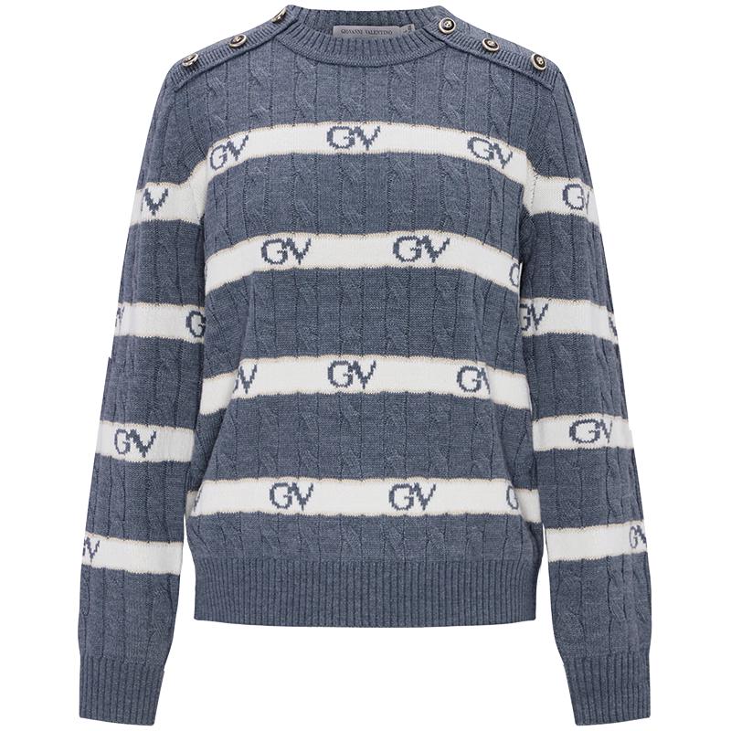 GIOVANNI VALENTINO Women's Striped Round Neck Knit Sweater
