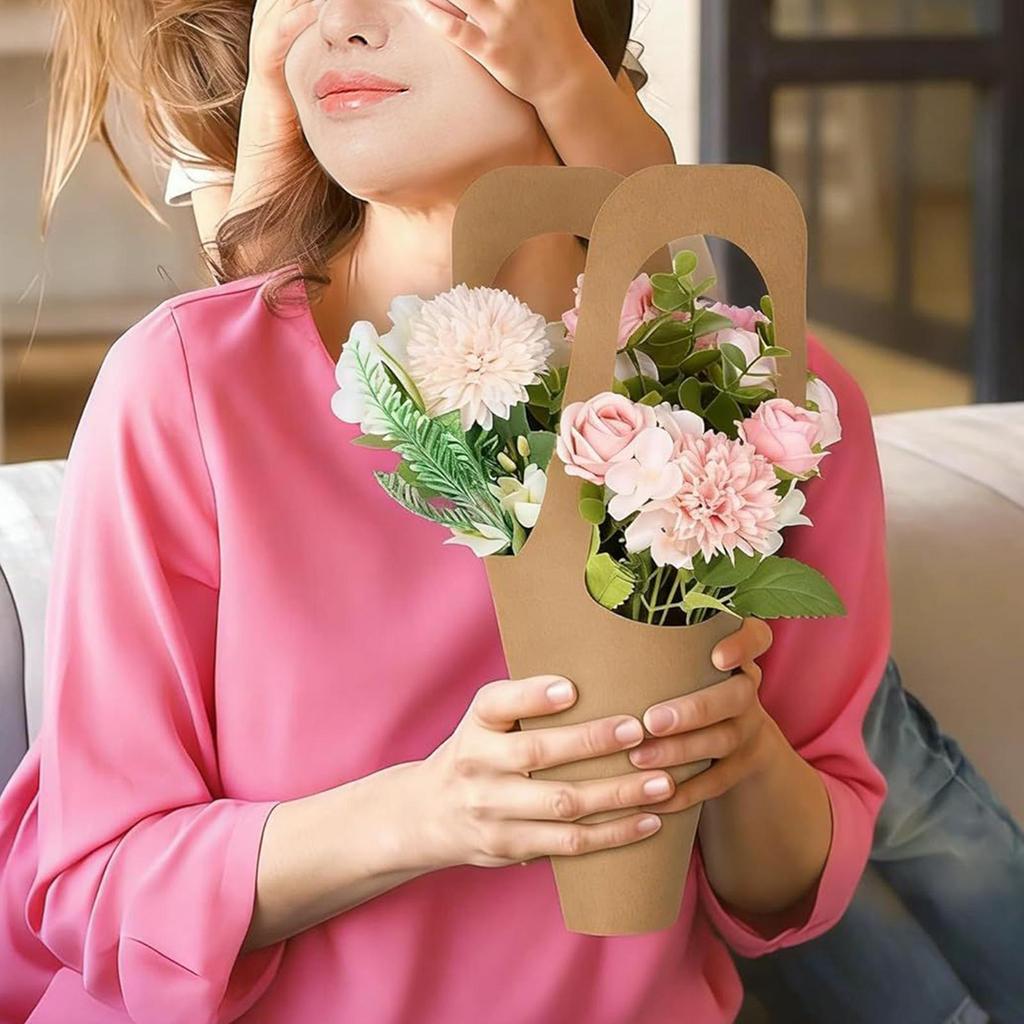 Paper Flower Gift Bags for Arrangement Holiday Visiting Friends 20pcs