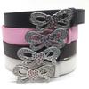 Shinning PU Belt with Rhinestone Buckle Woman Girl Decorative Belt for Skirt
