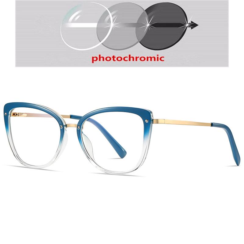 Transparent Blue Frame Cat Eye Myopia Glasses Women Anti Blue Rays Student Prescription Spectacles Diopter 0 -0.5 -0.75 To -6.0