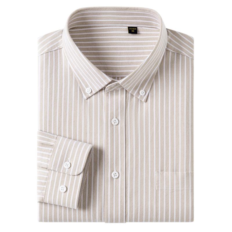 100%  Cotton Striped Shirs for Men Long Sleeve Cotton Oxford Shirt Long Sleeve Casual Business Autumn Spring