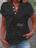 2025 Summer Casual Lace Embroidered V-Neck Women's Short-Sleeve Shirt