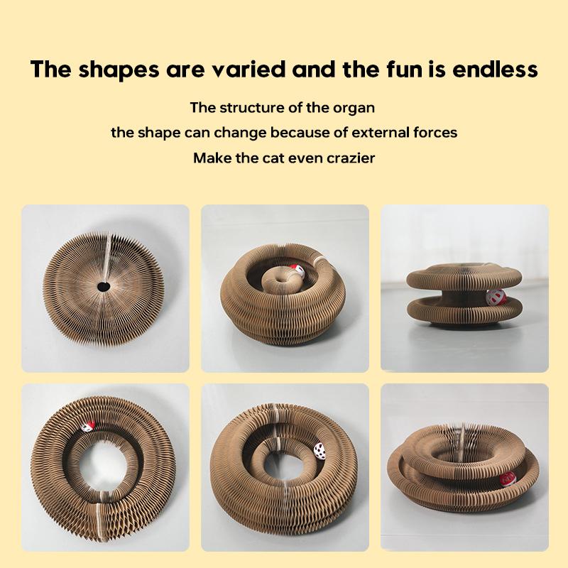 New Magic Cat Scratch Organ Board Cat Toy with Ball Grinding Claw Cat Climbing Frame Kitten Round Corrugated Toy