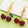 New Personality Trendy Stainless Steel Acrylic Cherry Bag Keychain for Women Cute Summer Handbag DIY Jewelry Accessories No Fade