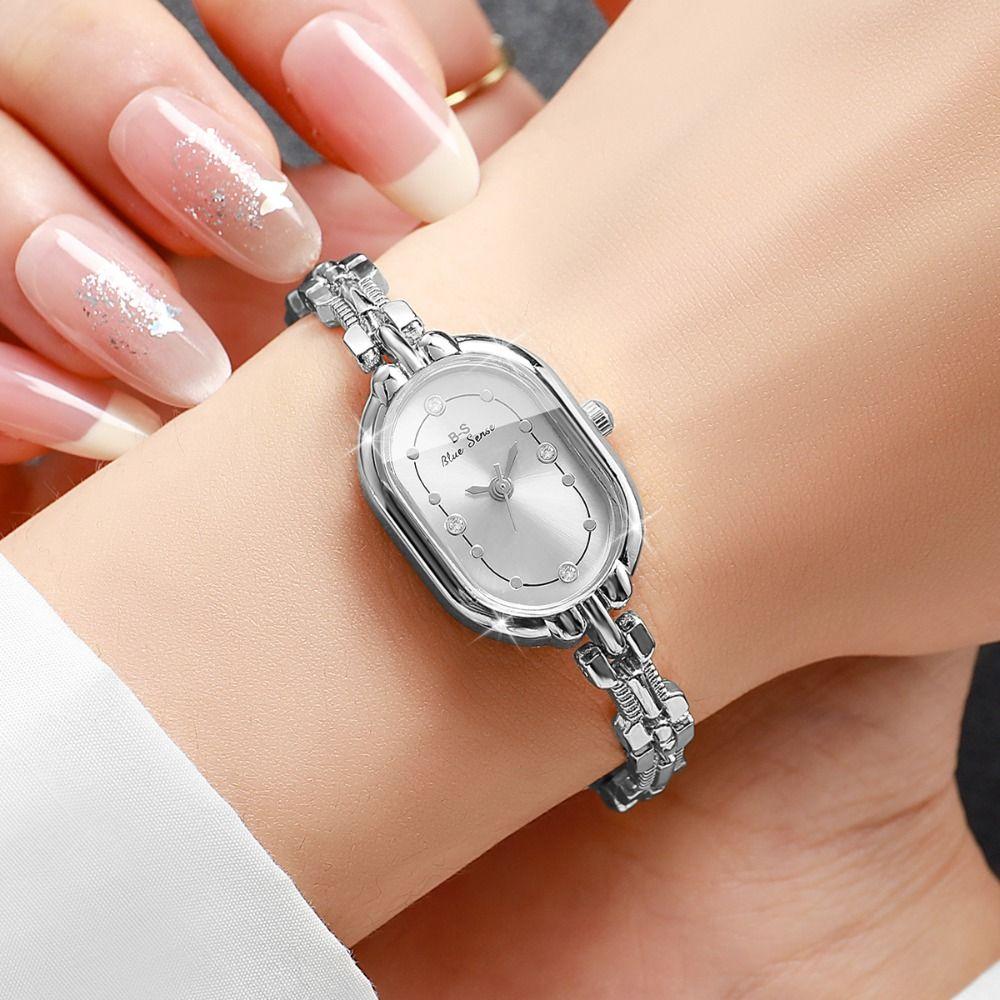 Minimalist Women Quartz Watch Rhinestone Small Dial Watch Thin Bracelet Watch Versatile Wear