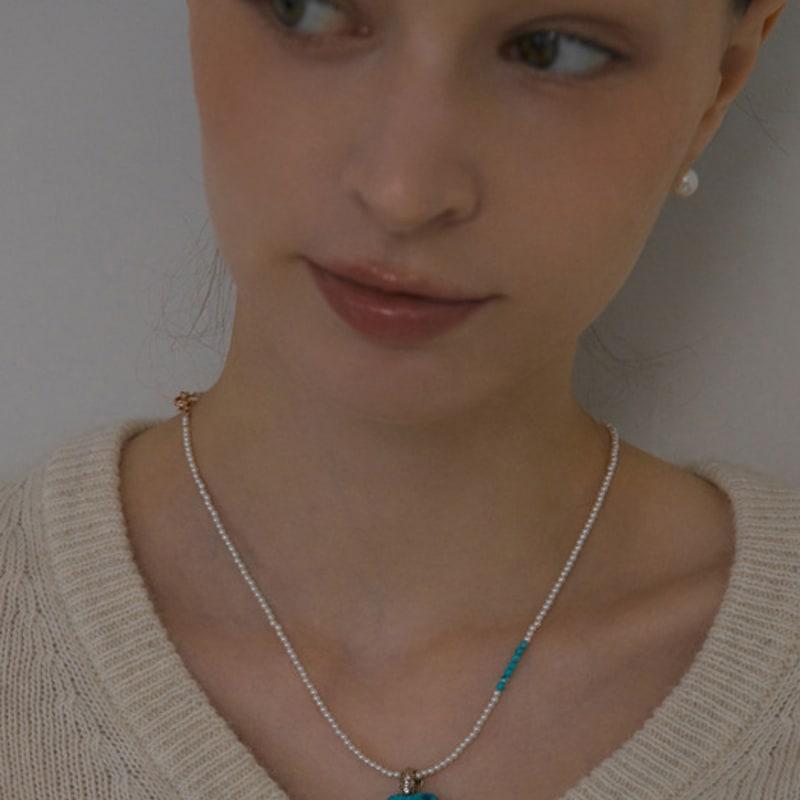 

MIAF 14K Etoile Austrian Pearl Turquoise Necklace MF029N Pink Gold - 40cm