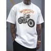 European Sizes Men's White T - Shirt: Ride On: Vintage Motorcycle Tee for Men