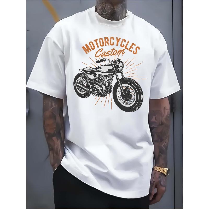 

European sizes Men s White T - shirt: Ride On: Vintage Motorcycle Tee for Men 4XL білий