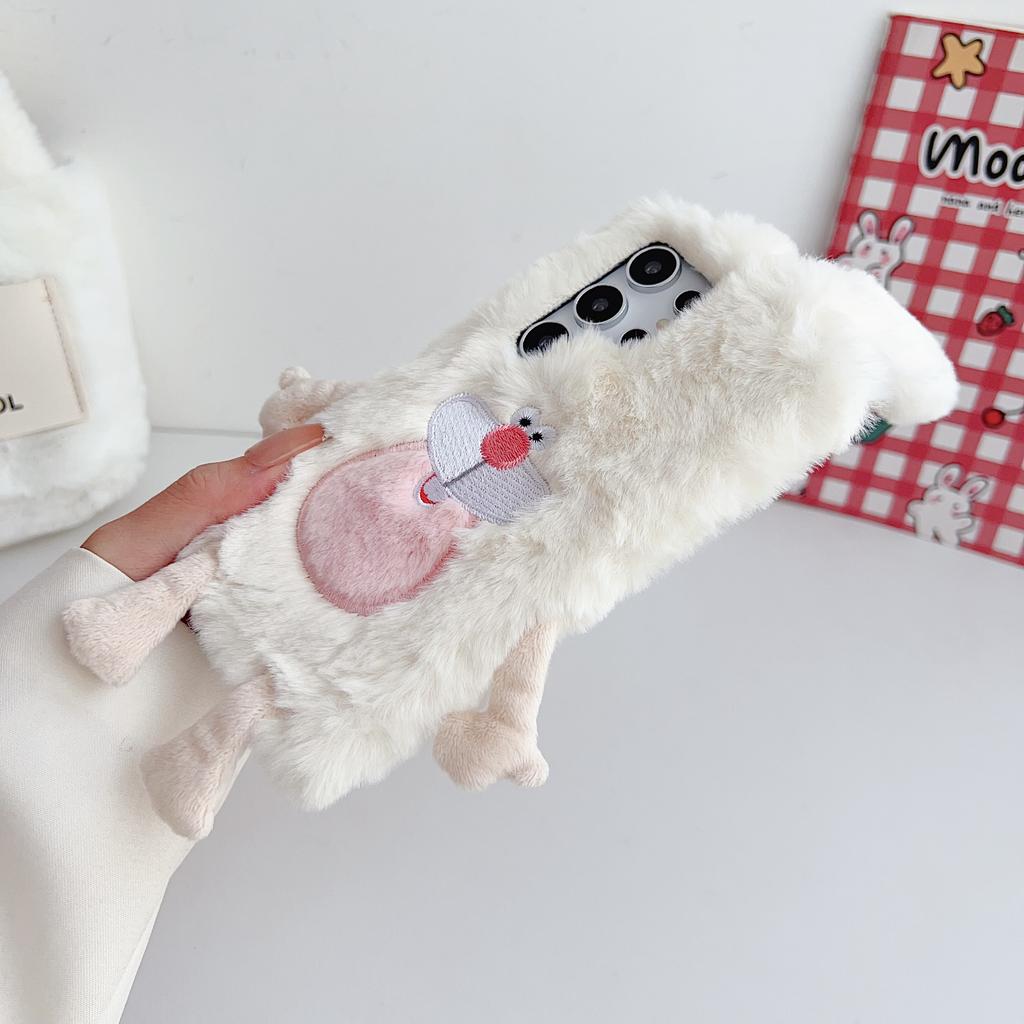 3D Cartoon Überbiss-Hase Plüschhülle für Samsung Galaxy S20 S21 S22 S23 S24 Ultra Plus Sturzschutz Silikonhülle