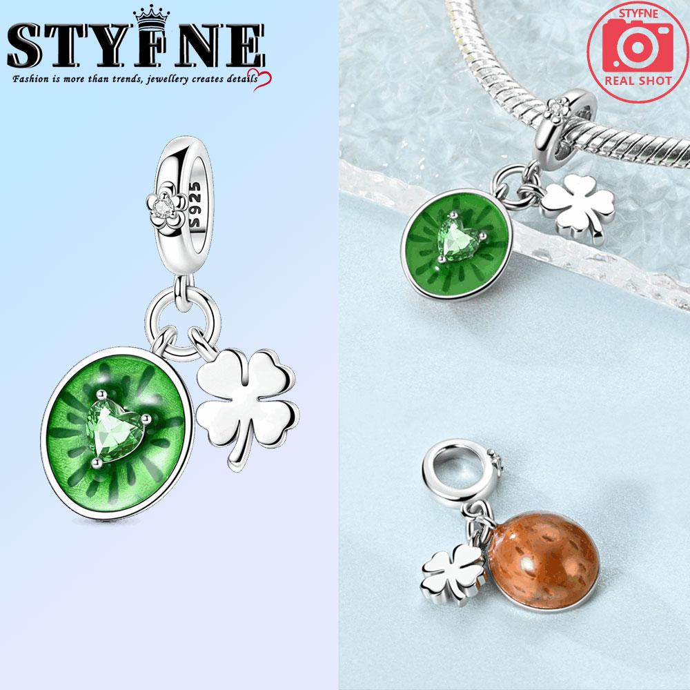 Miedziane Koniczynki Charms Koralik Kiwi Truskawka Wiśnia Miód Brzoskwinia Cytryna Zawieszki Pasują do Oryginalnej Bransoletki Biżuteria DIY