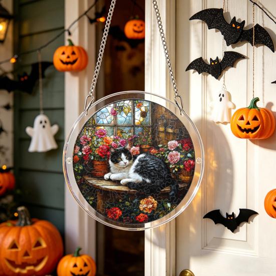 Halloween Acrylic Jigsaw Puzzle Suncatcher Stained Glass Style DIY Sun Catcher