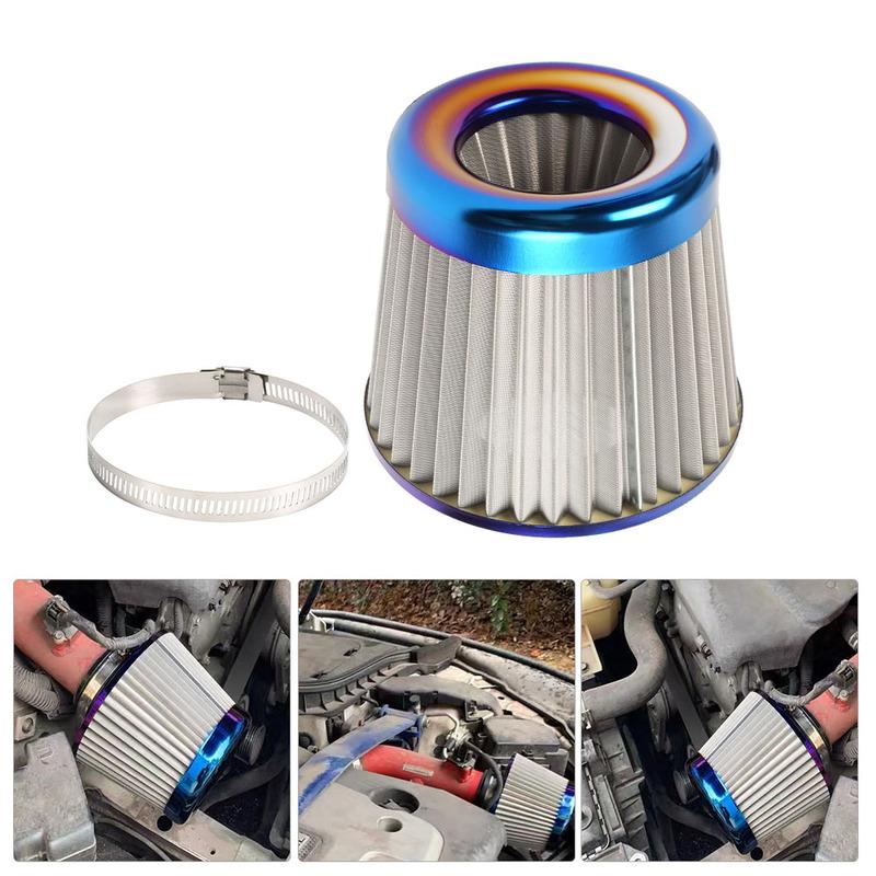 76MM 3" Gekleurd Blauw Roestvrij Staal Gaas Kegel Power Intake Hoge Doorstroming Koudeluchtfilter Luchtinlaatfilter Inductie Kit OFI074