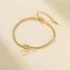 Solid Heart Charm Bracelet 18K Gold Plated Hollow Heart Knot Snake Chain Stainless Steel Adjustable Hand Chain Jewelry Girl Gift