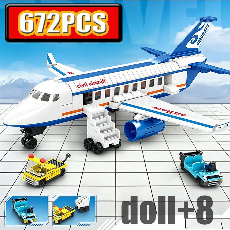 City Cargo Aircraft Building Blocks Set - Space Passenger Plane Model Educational Toy for Boys & Girls Creative Gift for Kids