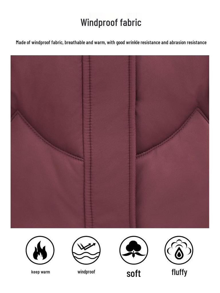 2024 Winter Women's Short Hooded Down Cotton Coat for Middle-Aged & Elderly