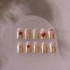 Totem Geometric Symbols Star Moon Nail Art Stickers 5D Gold-embossed Self Adhesive Nails Sticker Luxury Red Gemstone Nail Decals