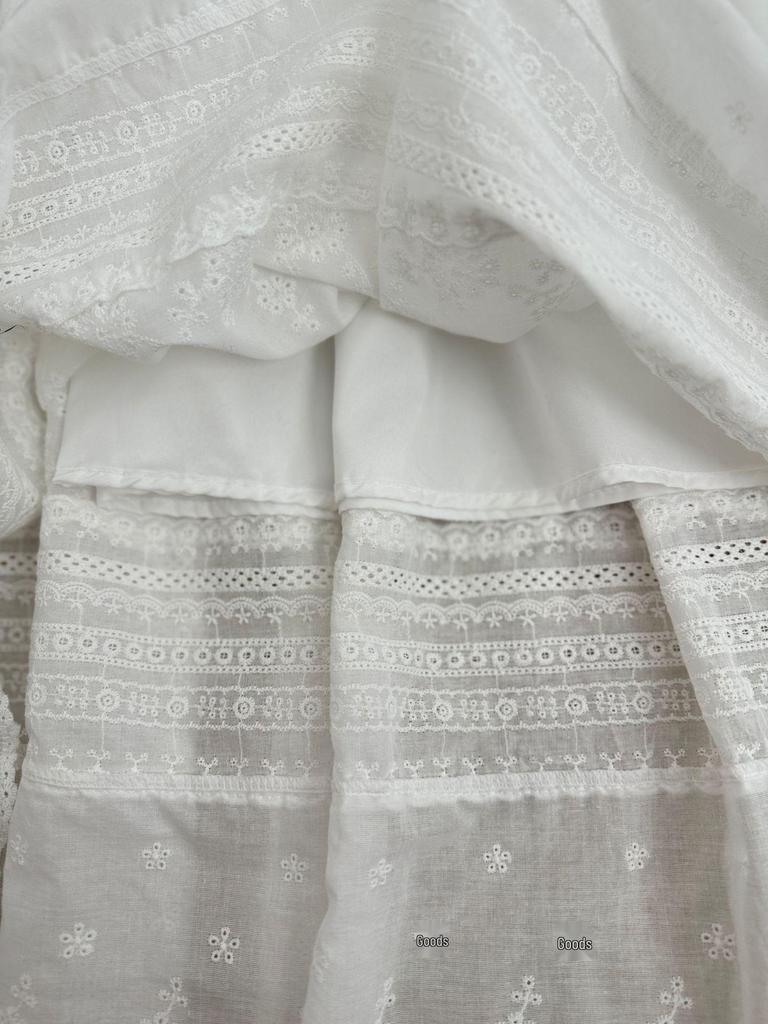 Korean Style Embroidered Lace Patchwork A-line Skirt