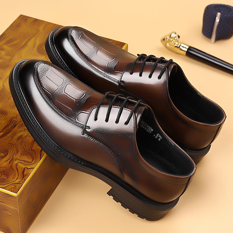 Spring Autumn New Dress Shoes for Men Fashion Casual Designer Wedding Shoes Male Lace Business Platform Leather Shoe Man