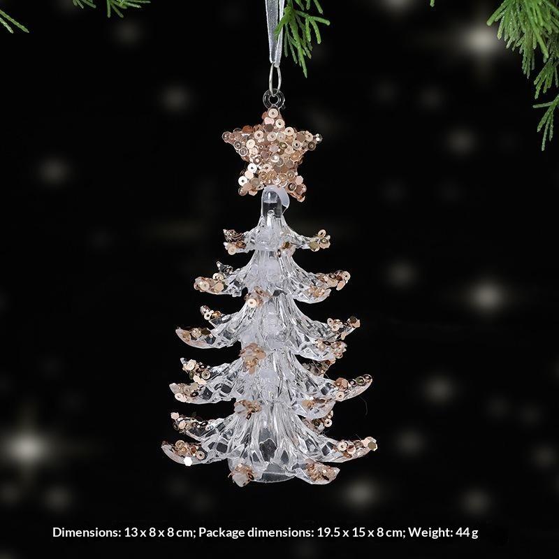 Green Glitter Christmas Hanging Ornament Sparkling Reindeer/High Heel/Tree /Snowflake Designs Pendants With Ribbon Decor
