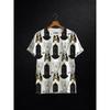 2026 Nova camiseta feminina com estampa artística de Angina de Peito, preto e branco, dividida, poá, figura abstrata, gráfica, casual, streetwear, tops
