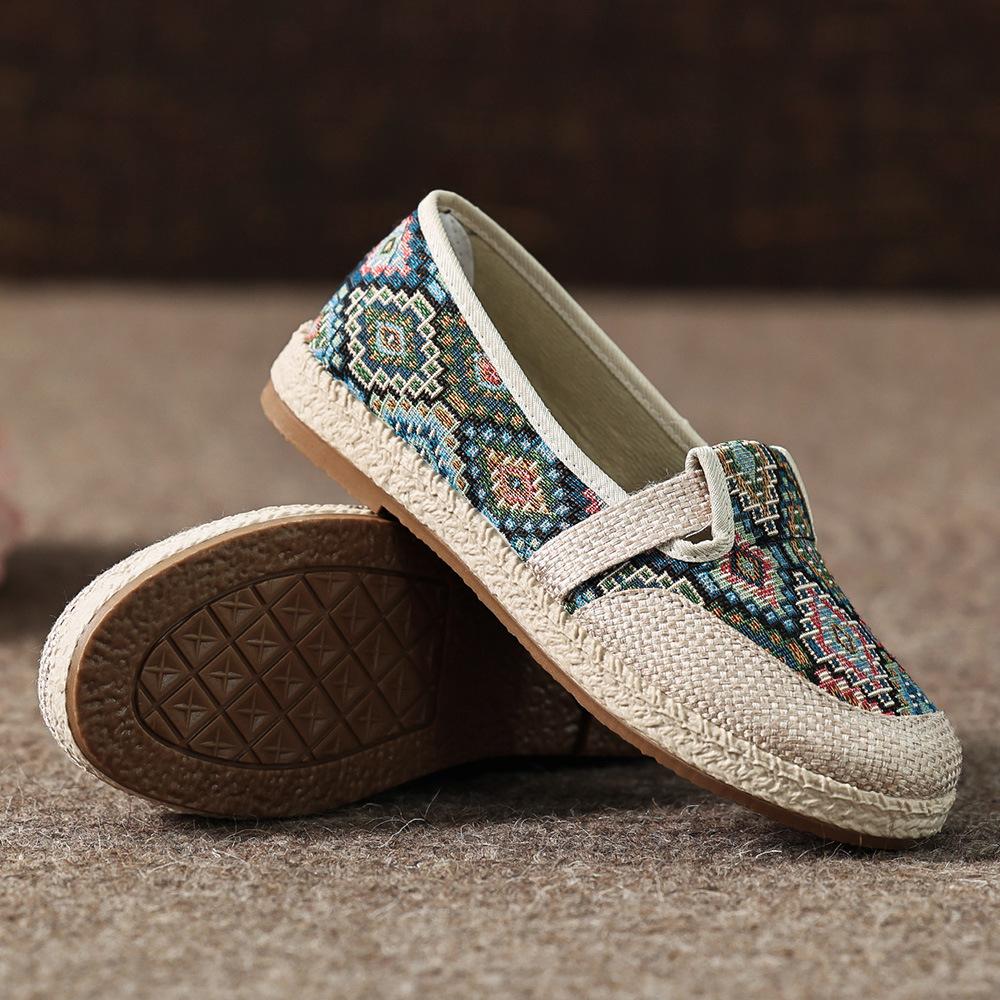 Damen Stoffschuhe Damen Retro Casual Mutter Weiche Sohle Low-Top Atmungsaktiv Mode Leicht Einzelne Schuhe