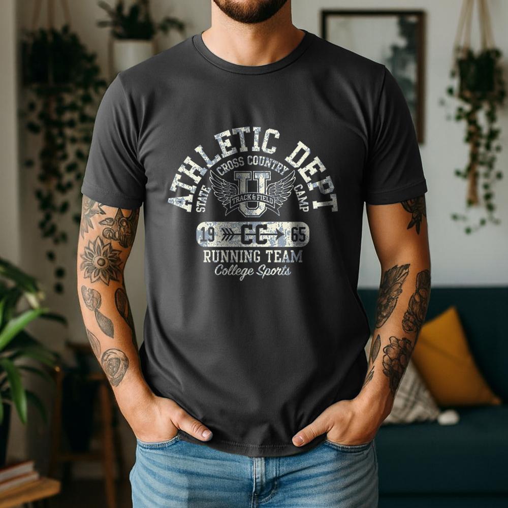 100% Cotton Short Sleeve T Shirt Retro College Sports Track And Field Wing Graphic Print Breathable Casual Daily Tees