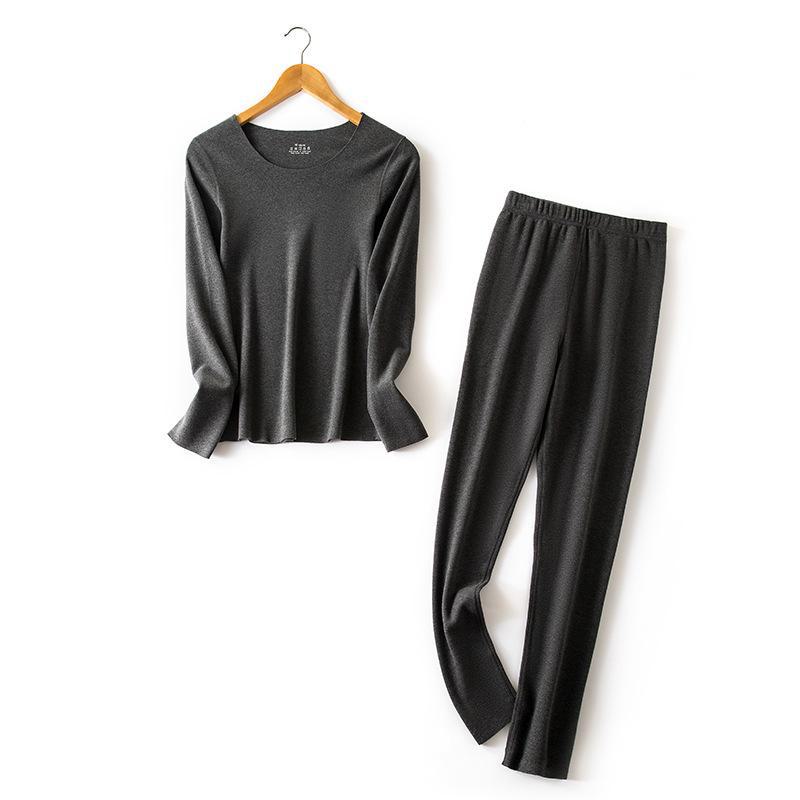 

Комплект женского бесшовного теплого бархатного белья Derong Meiyabi: Рубашка и брюки для защиты от холода осенью/зимой M