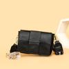 First Layer Cowhide Small Square Bag Fashion Shoulder Bag Winter Oblique Span Bag Woven Fanny Bag Niche Small Square Bag