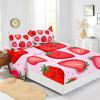 Cartoon Fruit Strawberry Pattern Bed Hat Four-Piece Bedding Set Bedroom Dormitory Bedding Decoration