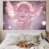 Pink Angel Anime Girl Tapestry Aesthetic Wings Wall Hanging Soft Pastel Kawaii Art Wall Tapestry Bedroom room decoration items