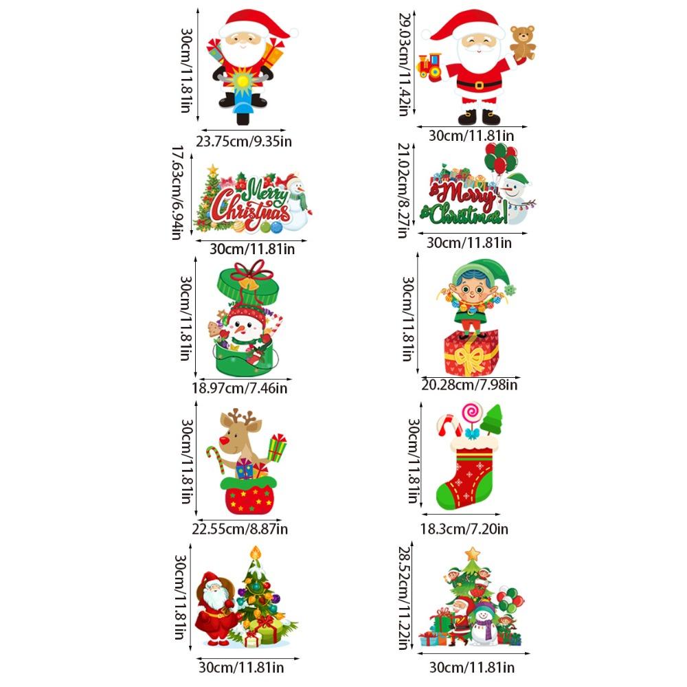 10pcs/set New Santa Claus Door Hanging Banner Snowman Multi-scene Porch Door Banner Paper Decorative Merry Christmas Flag Home