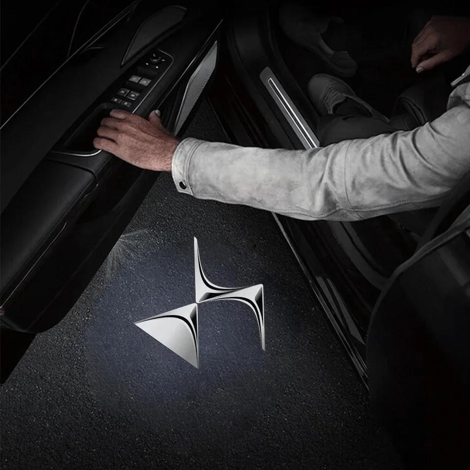 2Pcs LED Logo Car Door Light For Citroen DS DS3 2002- 2016 2017 2018 2019 2020 2021 2022 Projector Emblem Sticker Accessories