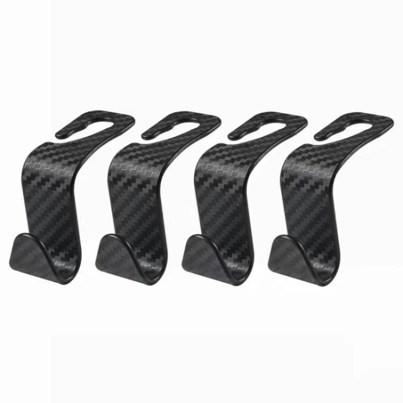 2/4pcs Car Seat Hook, Save Space, Durable Car Carbon Fiber Hook, Hidden Seat Back Hook, For Hang Heavy Objects, Sundries, Bags 3.5in Car Accessories