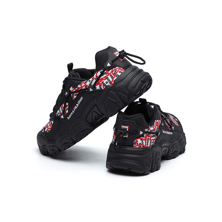 FILA Cat Paw HGT Fabric Synthetic Leather Two-Layer Cowhide Sports Comfort Low-Top Dad Shoes Women sneaker Black F12W144150FBK