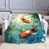 Multiple sizes Koi swimming in water  Print Blanket Warm Soft Suitable for All Seasons for Home Sofa Travel Camping Picnics RV