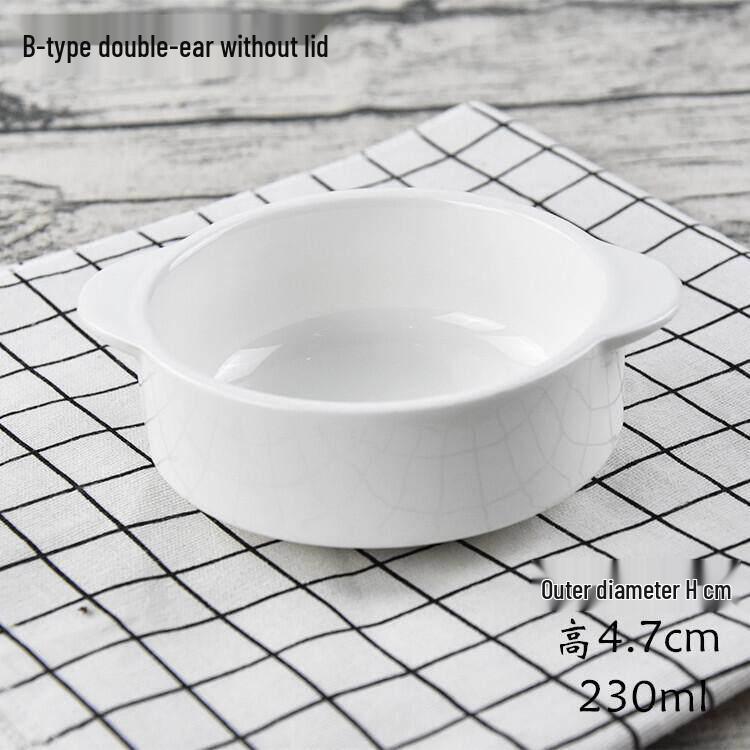 Bird's Nest Ceramic Double-Boiler Soup Pot with Lid - Small Stew & Dessert Pot with Double Handles for Hotel Steamed Egg Bowls.