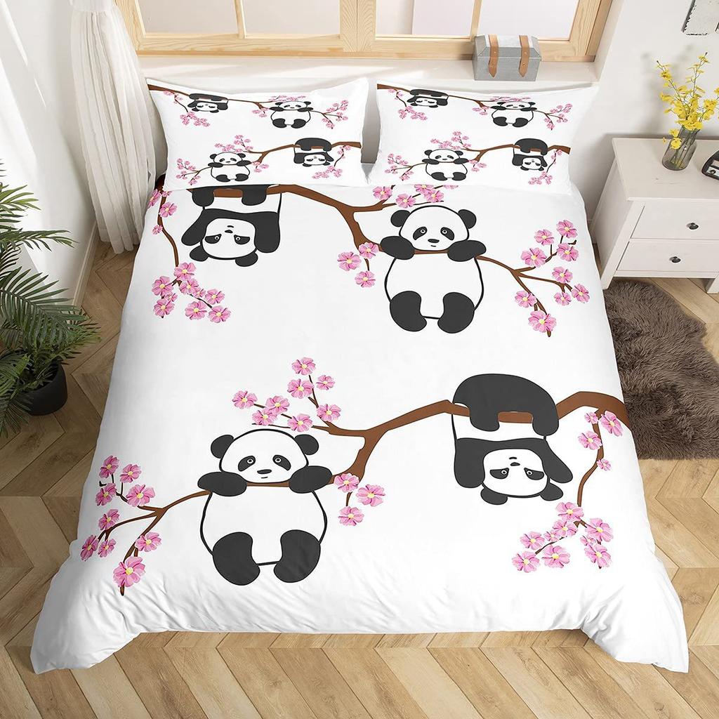 Panda Cherry Blossom Quilt Cover Bedding Quilt Cover Grinding Bedding Kit Digital Printing Delivery