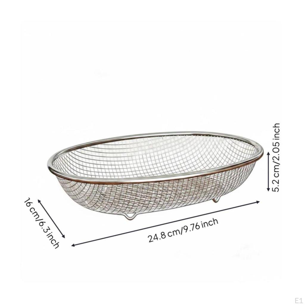 Oval Mesh Colander Easy to Clean Stainless Steel Strainer Basket Rust Resistant Drain S