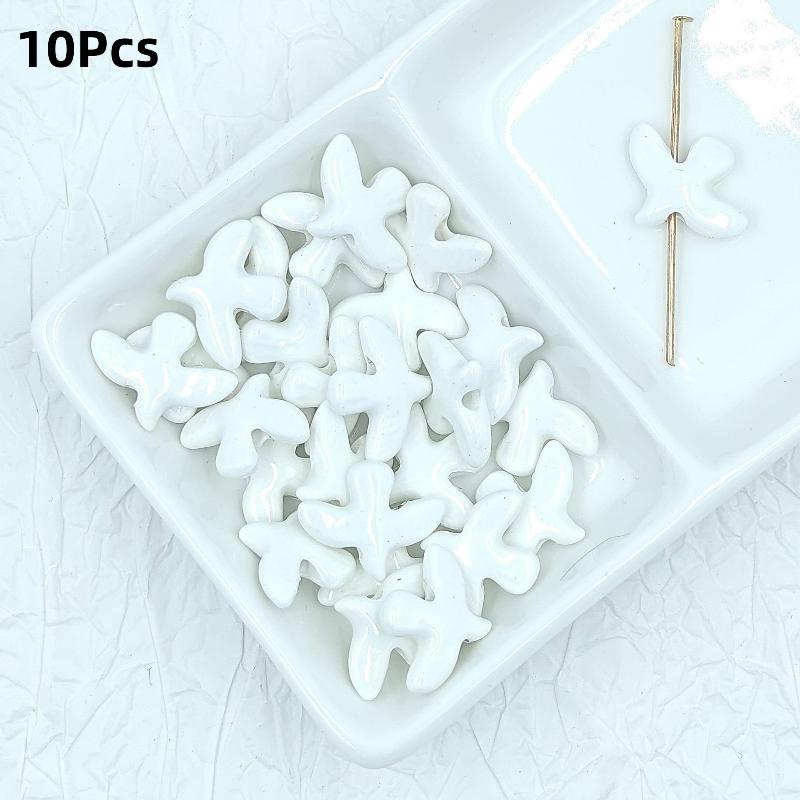 10Pcs Peace Dove Beads Ceramic Bird Design DIY Handmade Jewelry Accessories Pendant Charms for Crafts Decorations