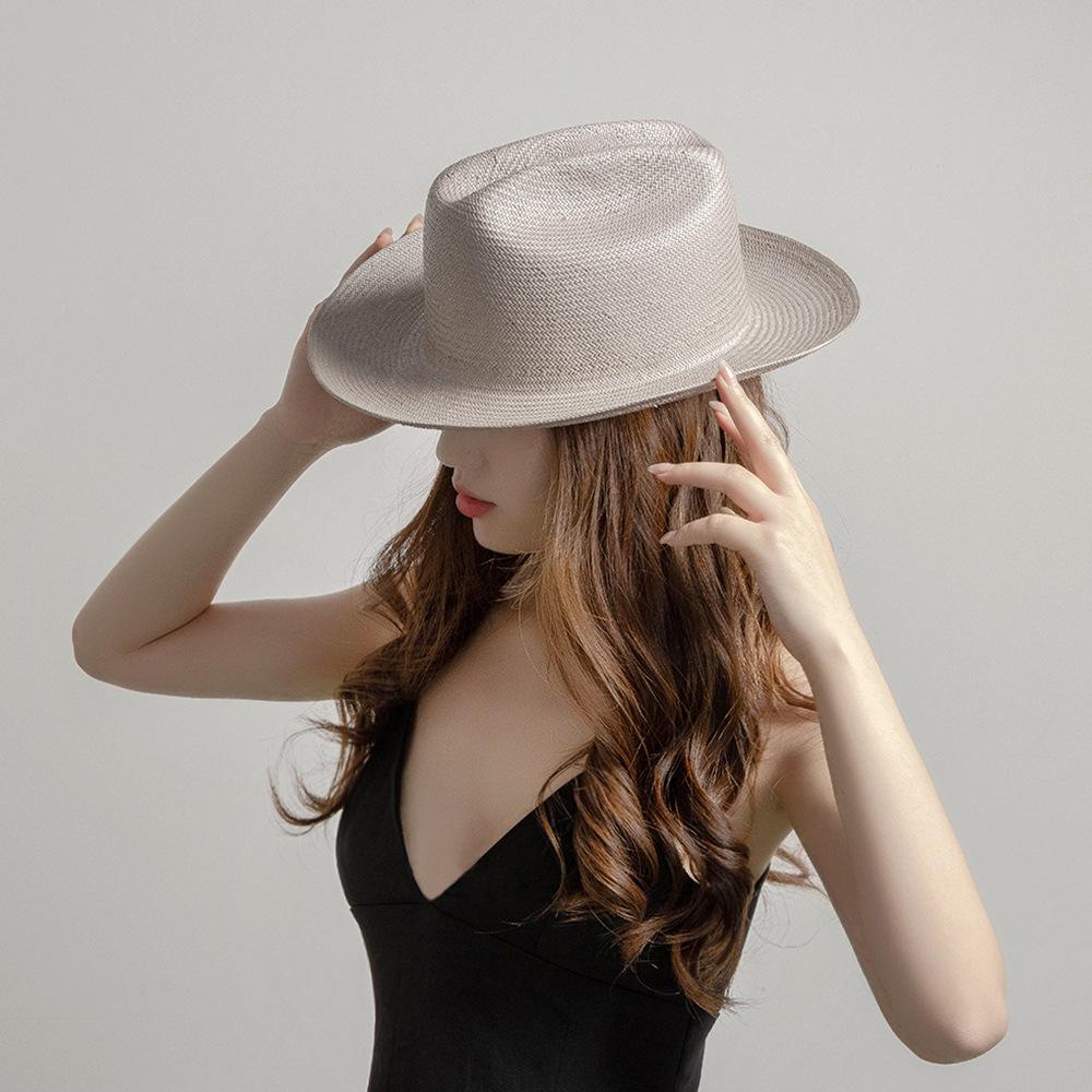 Spring and Summer New Fashion and Leisure Imported Japanese Paper Hand-woven Wide-brimmed Jazz Hat Outdoor Travel Sunscreen Shading Straw Hat