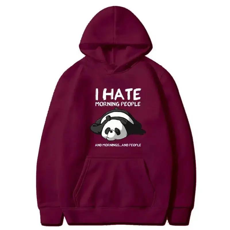Lazy Panda I Hate Morning People Printed Hoodie Men's and Women's Casual Sports Shirt Harajuku Warm Top Autumn/Winter Hoodie