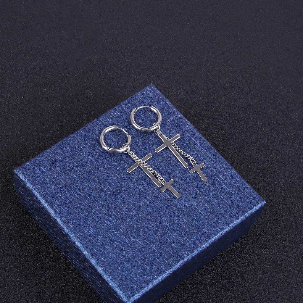 Titanium Steel Earrings Men Temperament Trendy Earrings Korean Women Long Tassel Chain Earrings