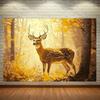 1pc Large Realistic Golden Brown Stag  Forest Tapestry  Elegant BeigeGolden Foliage Wall Hanging for Fall Parties Weddings