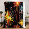 Colorful Fireworks On Black Background Patterned Flannel Blanket Perfect for the Bedroom Living Room, Sofa, or a Little Nap