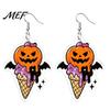 Graphic Acrylic Earrings 1 Pair Halloween 2D for Women, Spooky Pumpkin Skull Fashionable Holiday Jewelry Black Cat Dangle Drop Earrings, Gifts