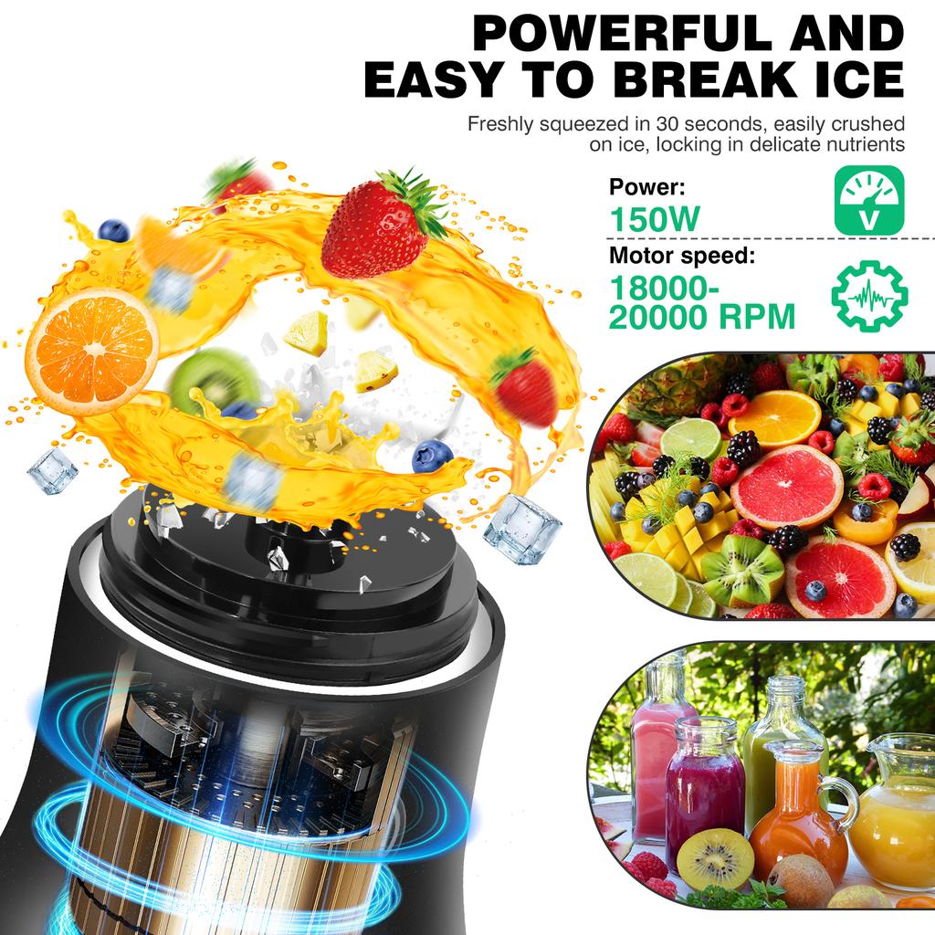 600ml Tragbarer Mini-Mixer, USB Wiederaufladbarer Kleiner Smoothie-Mixer, Große Kapazität Reise-Mixer Tragbar für Smoothies, Zerkleinert Eis